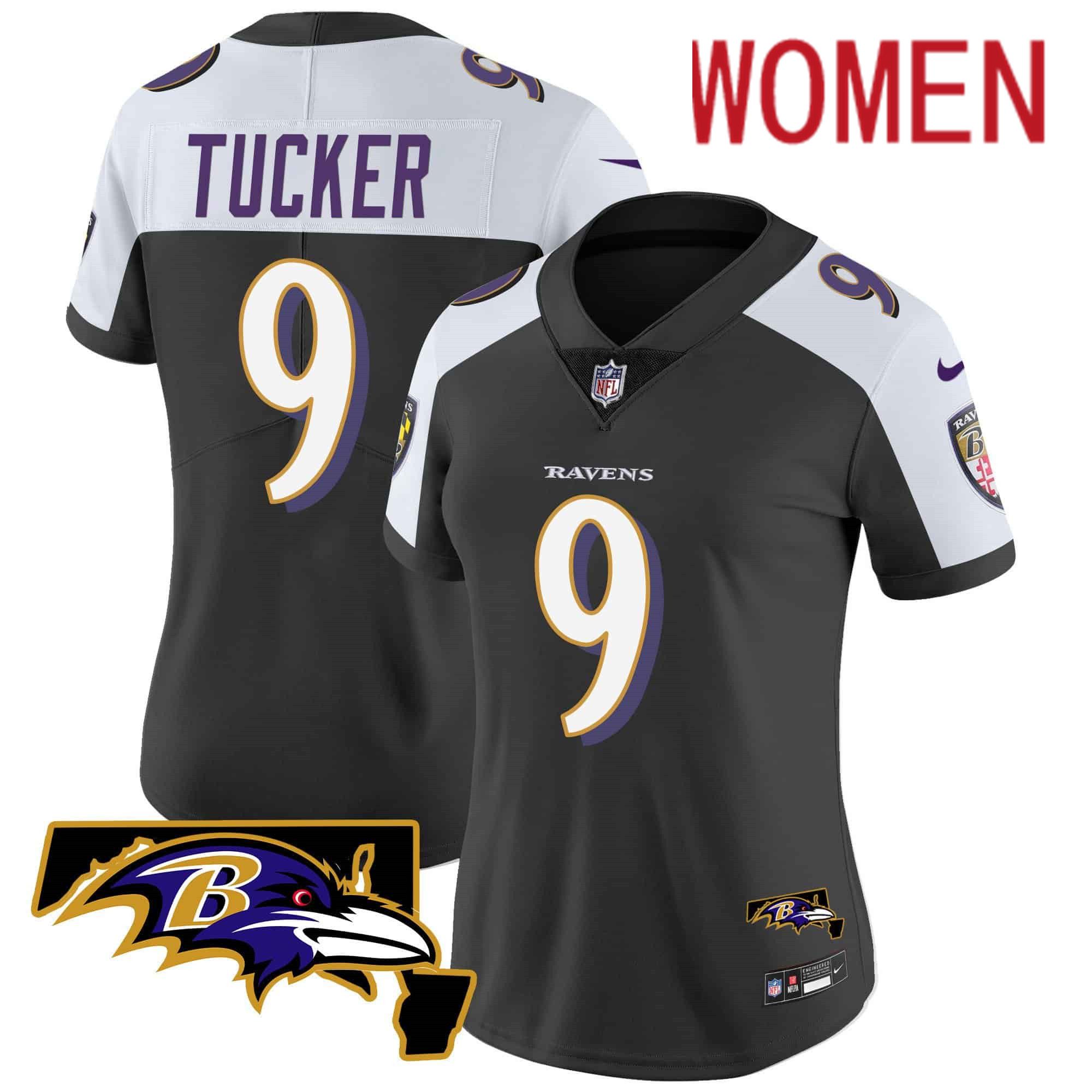 Women Baltimore Ravens #9 Tucker Black 2024 Nike Maryland Patch Vapor Limited NFL Jersey->women nfl jersey->Women Jersey